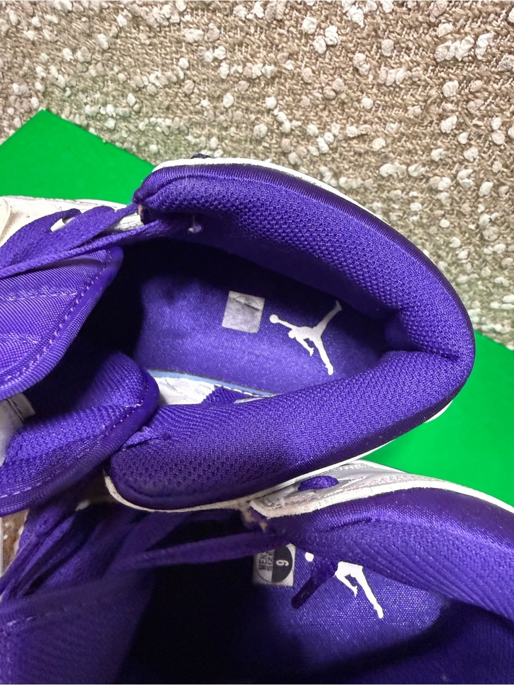 Jordan Legacy 312 High-Top Sneakers in White, Purple & Yellow - Picture 4 of 9